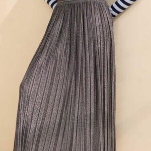 Aerie Silver Midi Pleated Skirt for Work